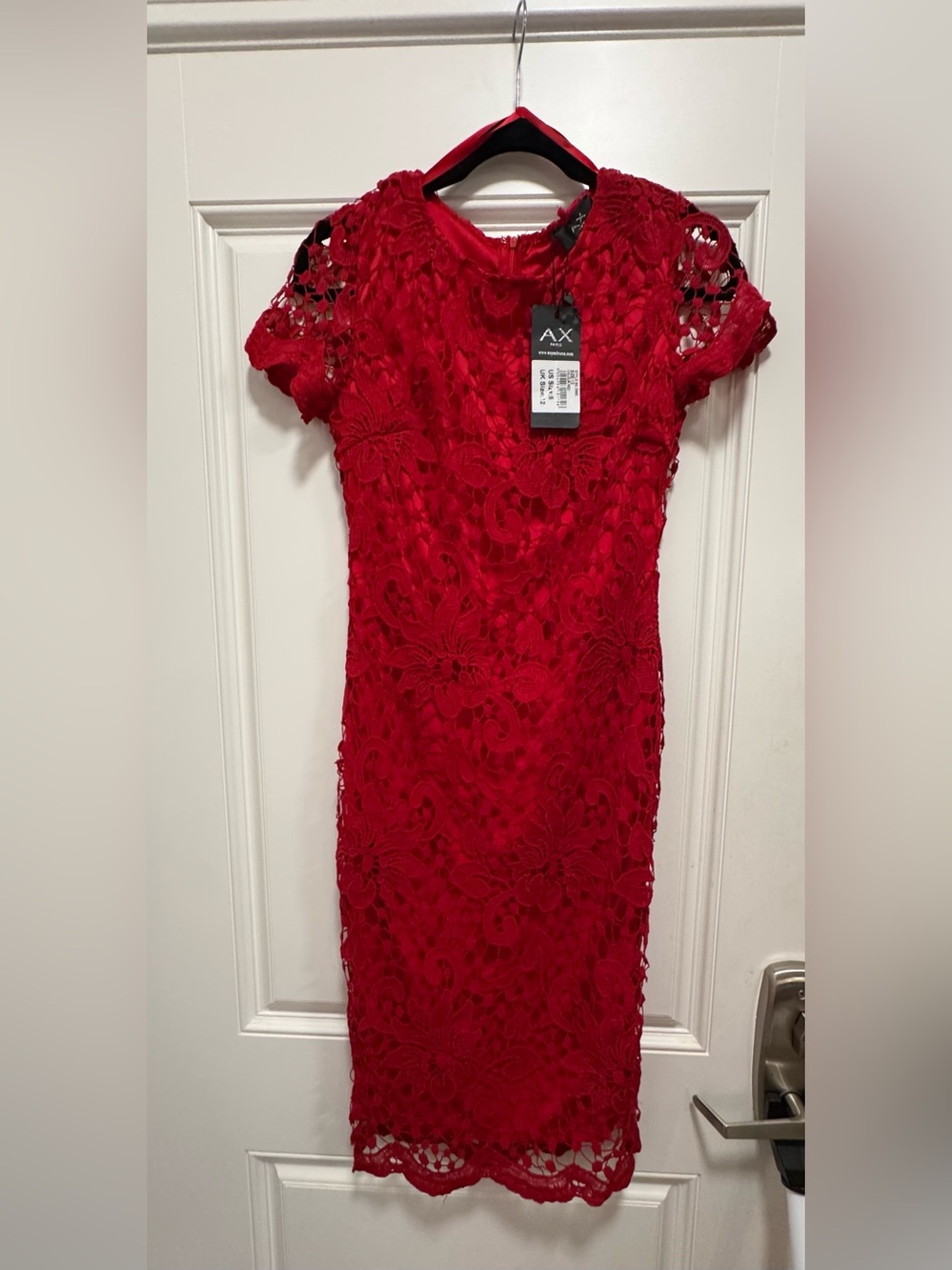 A/X Armani Exchange Red Lace Midi Dress